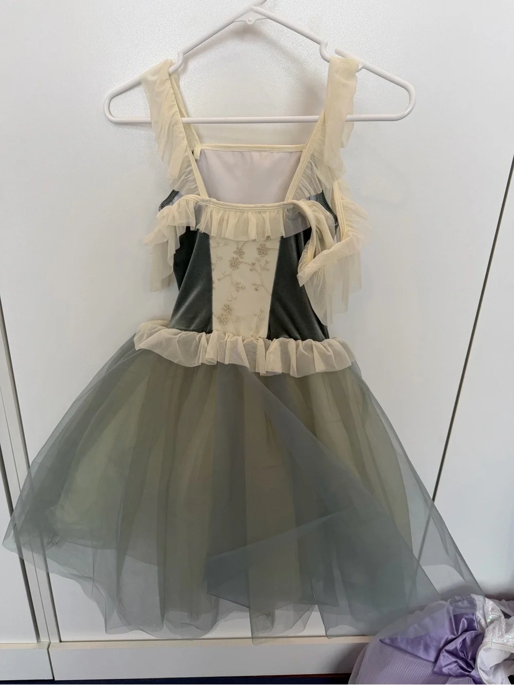 Ivory and Olive Green Tulle Fairy Costume Dress for Kids